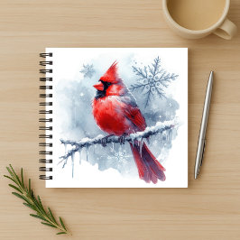 Winter Cardinal with Snowflakes on Icy Branch Notizblock