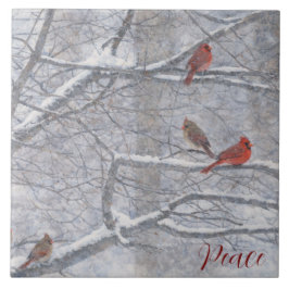 Winter Cardinals in Watercolor Fliese