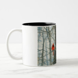 Winter Cardinals in Watercolor Zweifarbige Tasse
