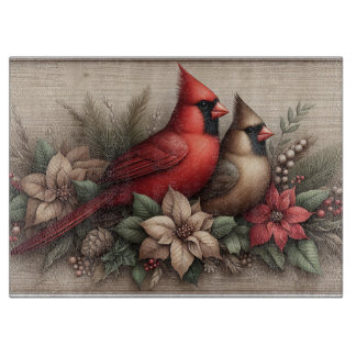 Winter Cardinals Rustic Cutting Board Schneidebrett