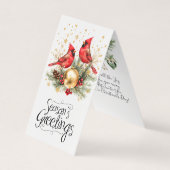Winter Cardinals Season's Greetings Bookmark Visitenkarten (Vorderseite)