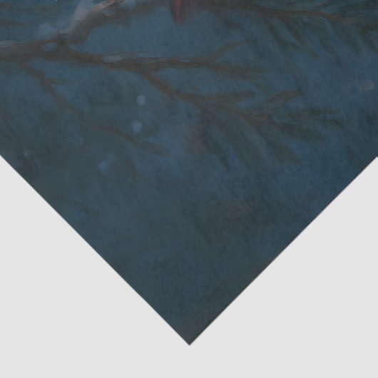 Winter Cardinals Under the Solstice Moon Decoupage Seidenpapier (Ausschnitt)