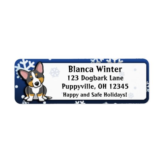 Winter Cartoon Black & Tan Cardigan Welsh Corgi (Vorne)