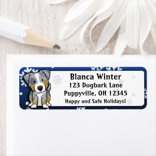 Winter Cartoon Merle Australian Shepherd (Insitu)