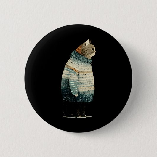 Winter Cat Print Swea_1 Button (Vorderseite)
