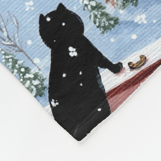 Winter Cats Snow Black Cat Ginger Tabby Fleecedecke (Ecke)