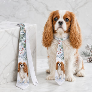 Winter Cavalier King Charles Spaniel Aquarell Krawatte