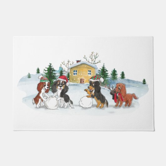 Winter Cavalier King Charles Spaniel Doormat Fußmatte (Vorderseite)