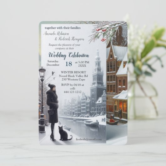 Winter Celebrations in Amsterdam Einladung (Stehend Vorderseite)