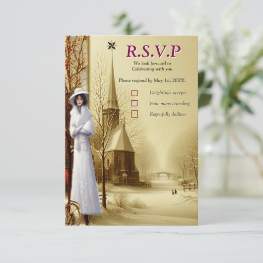 Winter Celebrations in Amsterdam RSVP Karte (Stehend Vorderseite)