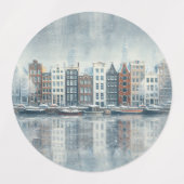 Winter Celebrations in the Snow, with Kittens Etiketten (Design 1)