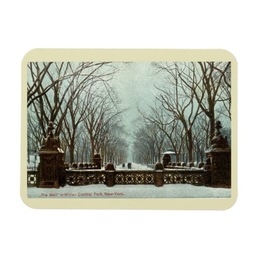 Winter Central Park NY Vintage c1910 Magnet (Horizontal)