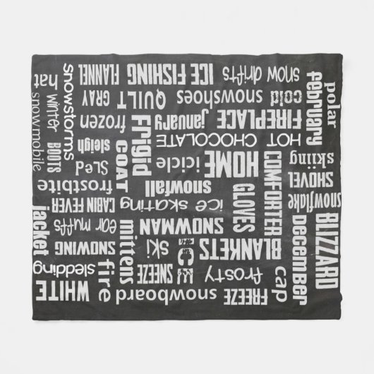 Winter Chalkboard Collage Fleecedecke (Vorderseite (Horizontal))