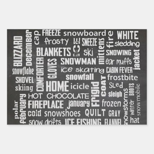 Winter Chalkboard Collage Geschenkpapier Set (Vorderseite 2)
