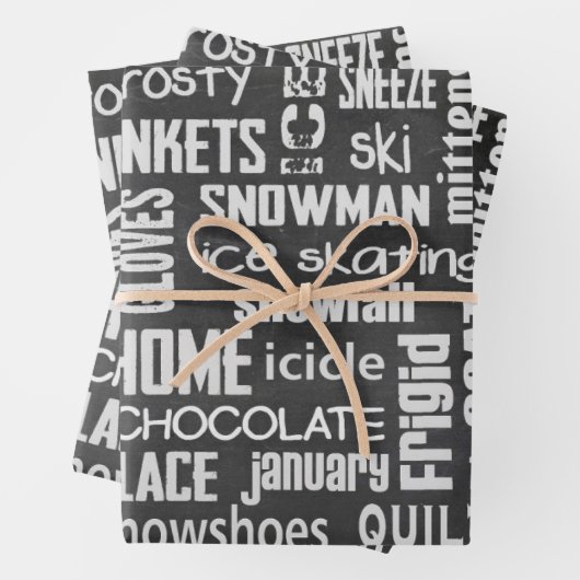 Winter Chalkboard Collage Geschenkpapier Set (Beispiel)