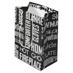 Winter Chalkboard Collage Mittlere Geschenktüte