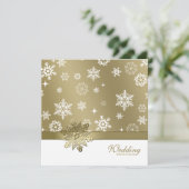 Winter Champagner und weiße Schneeflocken Hochzeit Einladung (Stehend Vorderseite)