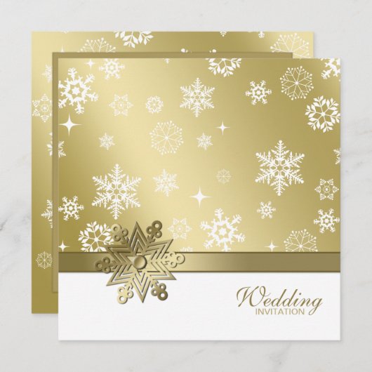 Winter Champagner und weiße Schneeflocken Hochzeit Einladung (Vorne/Hinten)