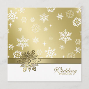 Winter Champagner und weiße Schneeflocken Hochzeit Einladung