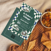 Winter Checkered "It Takes a Village" baby shower Einladung