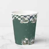 Winter Checkered "It Takes a Village" baby shower Pappbecher (Rückseite)