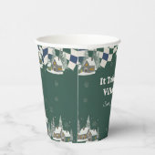 Winter Checkered "It Takes a Village" baby shower Pappbecher (Rechts)