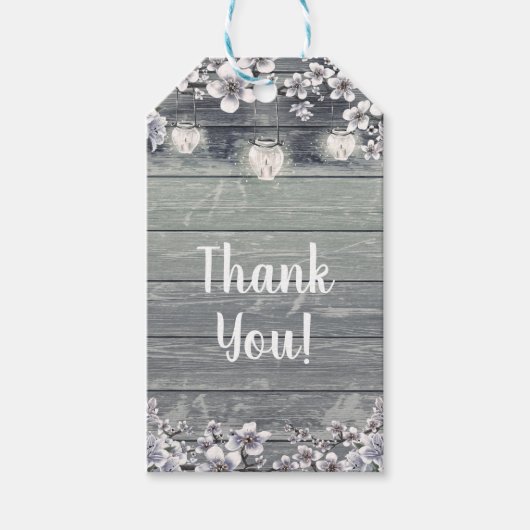 Winter Cherry Blossom Branches & Lanterns Wedding Geschenkanhänger (Vorderseite)