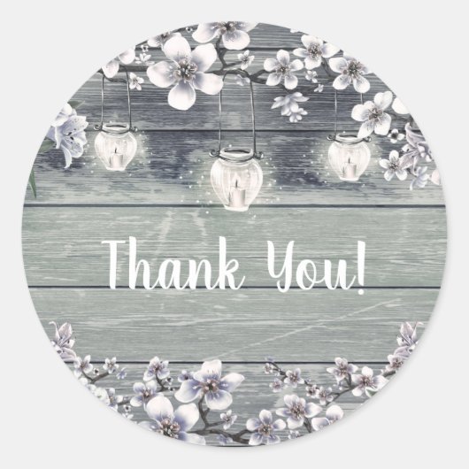 Winter Cherry Blossom Branches & Lanterns Wedding Runder Aufkleber (Vorderseite)