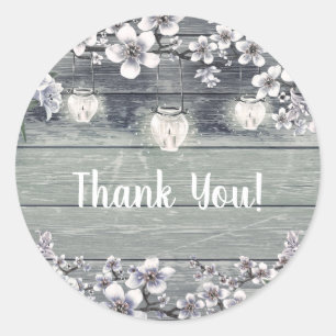 Winter Cherry Blossom Branches & Lanterns Wedding Runder Aufkleber