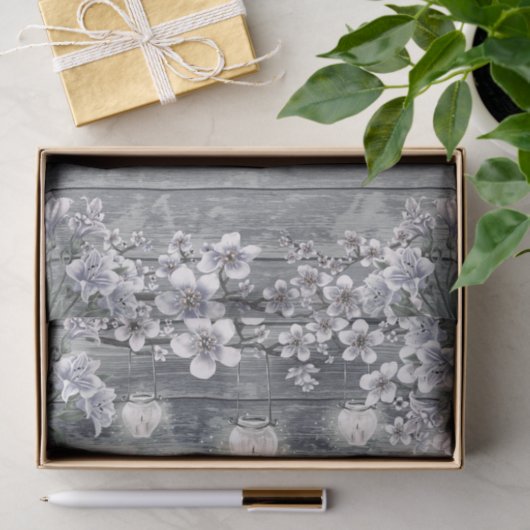 Winter Cherry Blossom Branches & Lanterns Wedding Seidenpapier (Geschenk)