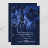 Winter Chic Floral Blue Rose Bold Wedding Einladung (Vorne/Hinten)