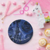 Winter Chic Floral Blue Rose Bold Wedding Pappteller (Party)