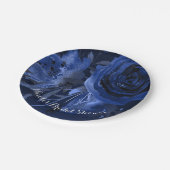 Winter Chic Floral Blue Rose Bold Wedding Pappteller (Schrägansicht)