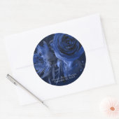 Winter Chic Floral Blue Rose Fett Gastgeschenk Hoc Runder Aufkleber (Umschlag)