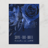 Winter Chic Floral Blue Rose Save the Date kühl Ankündigungspostkarte (Vorderseite)