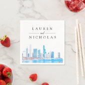 Winter Chicago Skyline Personalisiert Wedding Serviette (Beispiel)