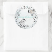 Winter ChickadeBirds Dusty Blue Wreath Weihnachten Runder Aufkleber (Tasche)
