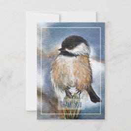 Winter Chickadee Bird Art Dankeschön Karte