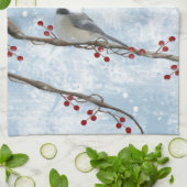 Winter Chickadee Küchenhandtuch Geschirrtuch (Gefaltet)