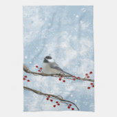 Winter Chickadee Küchenhandtuch Geschirrtuch (Vertikal)
