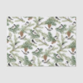 Winter Chickadee Pine Branch Weihnachtsmuster Seidenpapier (Vorderseite)