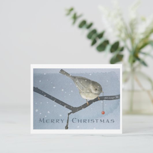 Winter Chickadee Postkarte (Stehend Vorderseite)