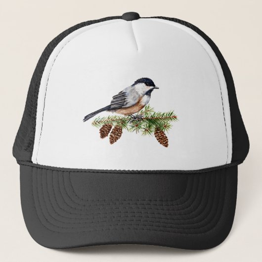 Winter Chickadee Truckerkappe (Vorderseite)