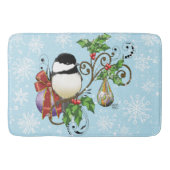 Winter Chickadee Weihnachten Badematte (Vorderseite)