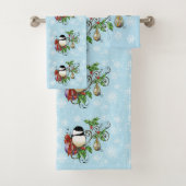 Winter Chickadee Weihnachten Badhandtuch Set (Insitu)