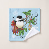Winter Chickadee Weihnachten Badhandtuch Set (Waschlappen)