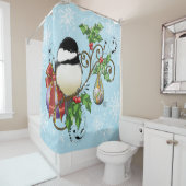 Winter Chickadee Weihnachten Duschvorhang (Beispiel)