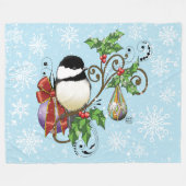 Winter Chickadee Weihnachten Fleecedecke (Vorderseite (Horizontal))