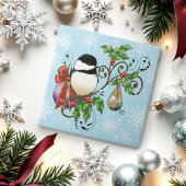 Winter Chickadee Weihnachten Fliese