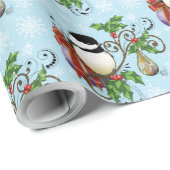 Winter Chickadee Weihnachten Geschenkpapier (Rolleneckpunkt)